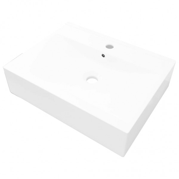 Lavabo Cer Mico Forma Rectangular Blanco Agujero De Grifo X Cm