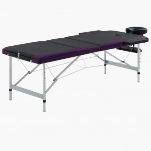 Camilla de masaje plegable 3 zonas aluminio negro y morado D