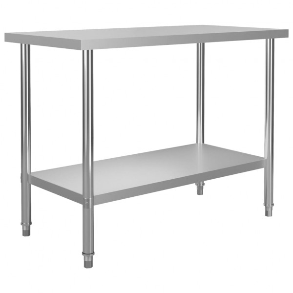 Mesa de trabalho de cozinha com estante de aço inoxidável 120x60x150 cm M 5