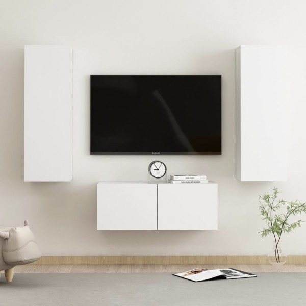 Conjunto de móveis para TV de 3 peças branco aglomerado D