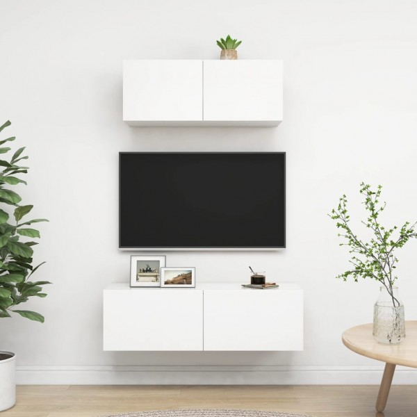 Set de móveis de sala de estar TV 2 peças madeira de engenharia branca D