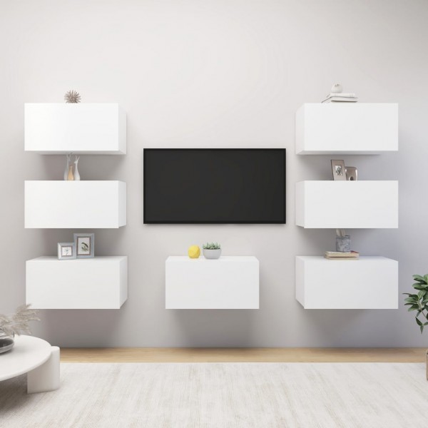 Muebles de salón 7 uds madera ingeniería blanco 30.5x30x60 cm D