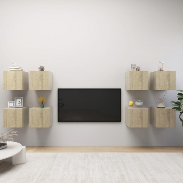 Mobiliário de parede para TV 8 vds cor de carvalho Sonoma 30.5x30x30cm D