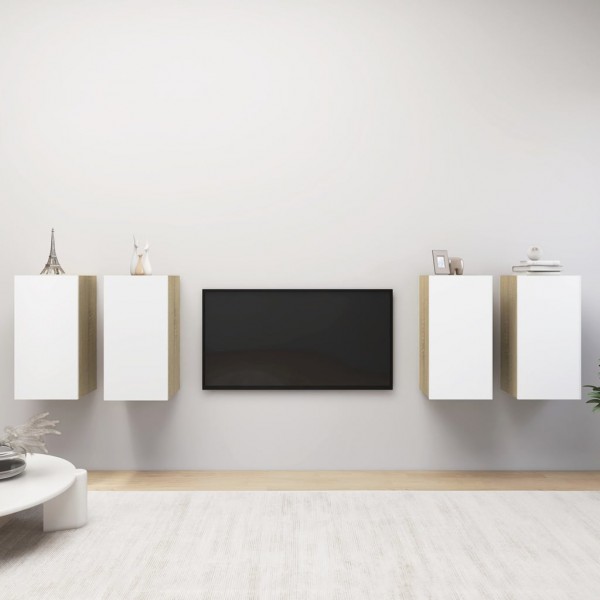 Móveis de sala de estar 4 peças branco e carvalho Sonoma 30.5x30x60 cm D