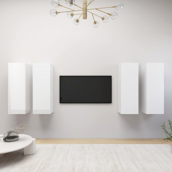 Móveis para TV 4 uds aglomerado branco brilhante 30.5x30x90 cm D
