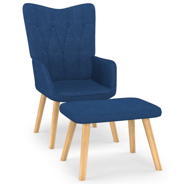 Cadeira de relaxamento com apoio de pés de tecido azul D