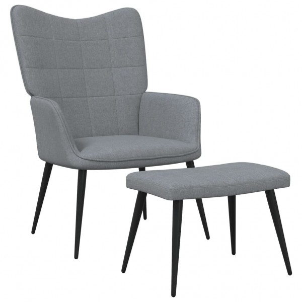 Cadeira de relaxamento com apoio para pés em tecido cinza claro D