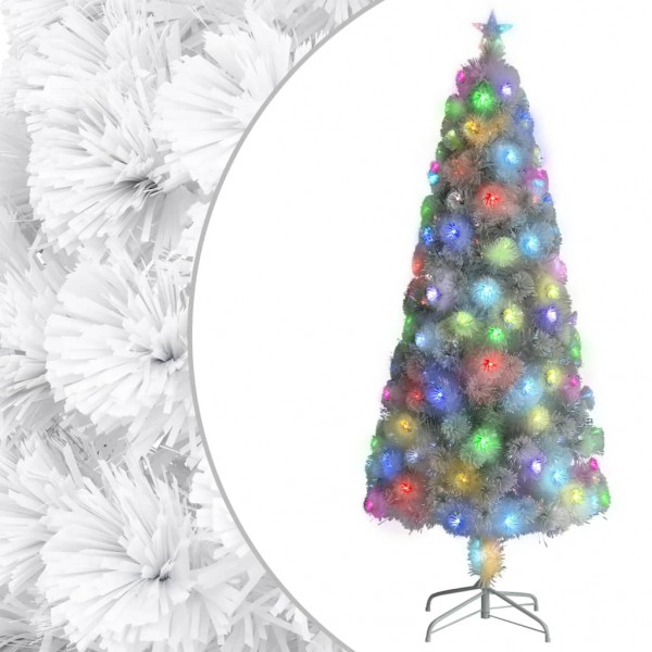 Árbol de Navidad artificial con luces fibra óptica blanco 180cm D