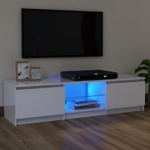 Mueble de TV con luces LED blanco brillante 120x30x35.5 cm D