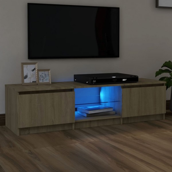Armario TV con luces LED roble Sonoma 140x40x35.5 cm D