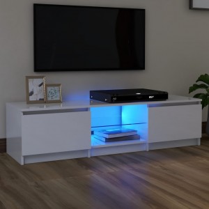 Mobiliário de televisão com luzes LED brancas brilhantes 140x40x35,5 cm D