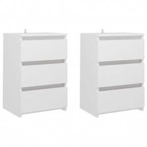 Mesitas de noche 2 uds madera contrachapada blanco 40x35x62.5cm D