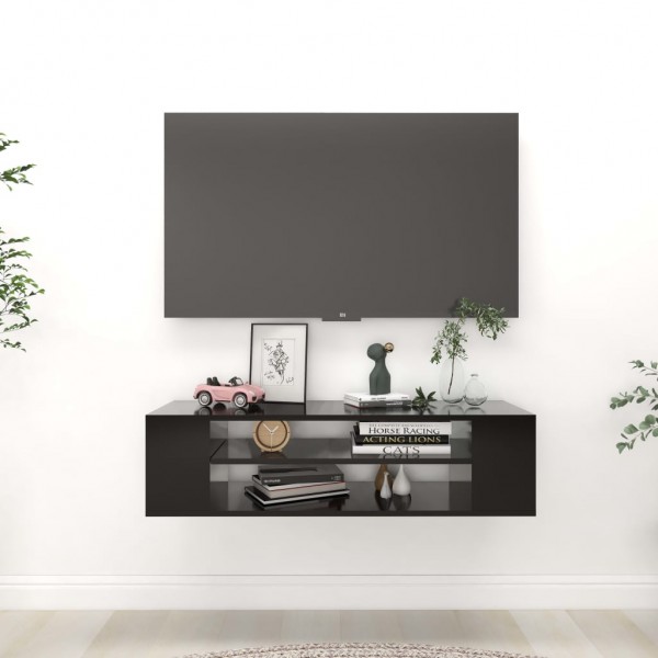 Mueble de TV colgante aglomerado negro 100x30x26.5 cm D
