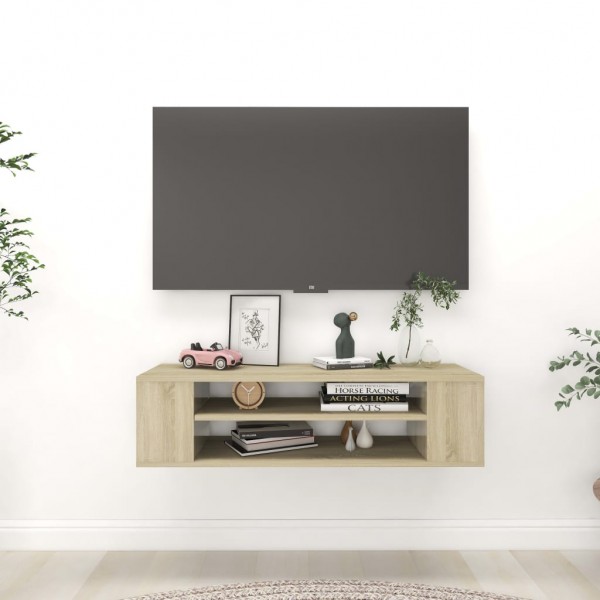 Mueble de TV colgante contrachapada roble Sonoma 100x30x26.5 cm D