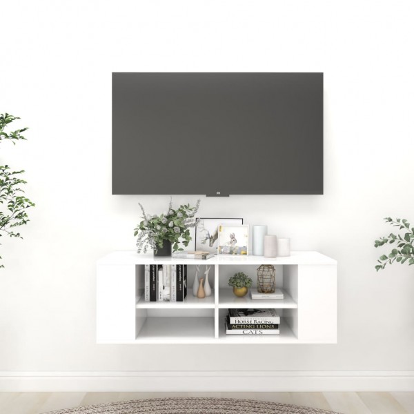 Mobiliário de parede para TV madeira contraplacada branca 102x35x35cm D