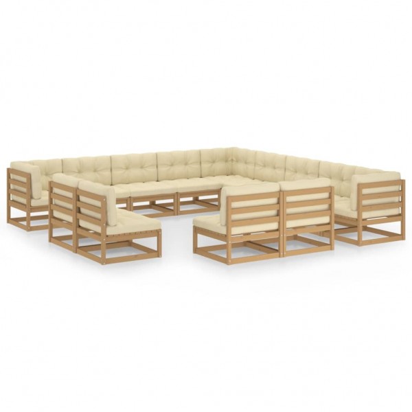 Set de mobiliário de jardim 13 pzs almofadas madeira pinheiro marrom mel D