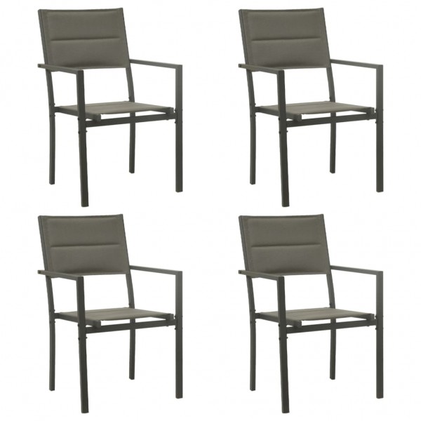 Cadeiras de jardim 4 unidades de aço e têxteis cinza e anthracite D
