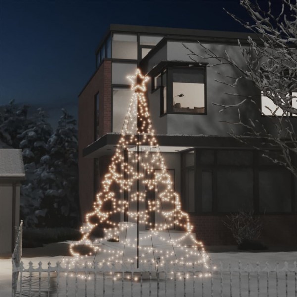 Árvore de Natal com poste de metal 500 LEDs brancos quentes 3 m D