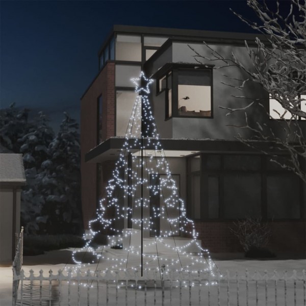 Árvore de Natal com poste de metal 500 LEDs brancos frios 3 m D