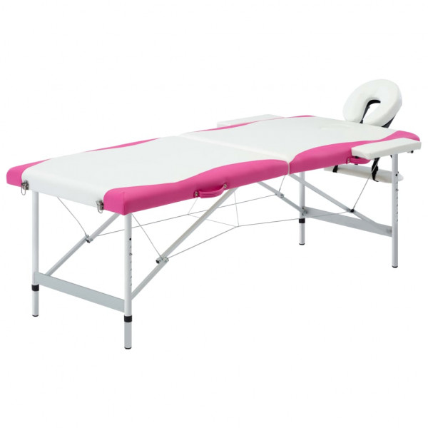 Escada de massagem dobrável 2 zonas de alumínio branco e rosa D