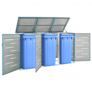 Container de lixo de aço inoxidável triplo 207x77.5x115cm D