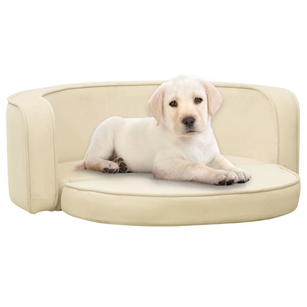 Sofá dobrável para cães almofada lavável felpa de creme 73x67x26 cm D