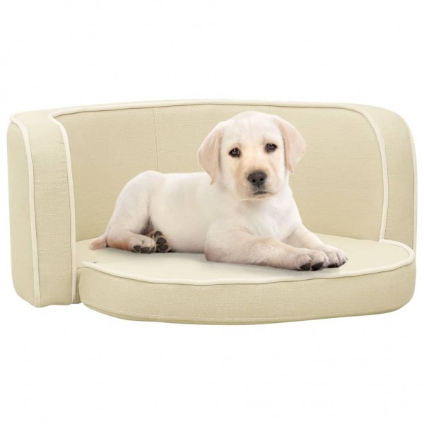 Sofá plegable para perro cojín lavable de lino crema 76x71x30cm D