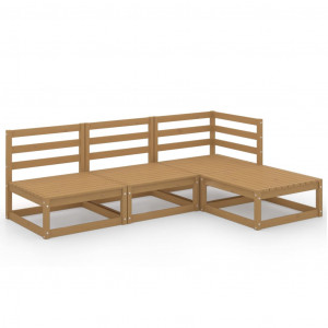 Mobiliário de jardim 4 peças marrom mel madeira maciça de pinheiro D