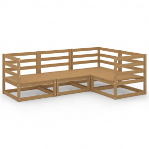 Mobiliário de jardim 4 peças marrom mel madeira madeira de pinheiro D