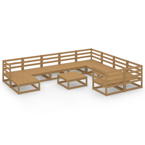 Mobiliário de jardim 11 lugares e almofadas madeira maciça de pinho D