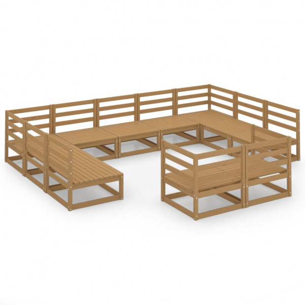 Muebles de jardín 11 piezas madera maciza de pino D