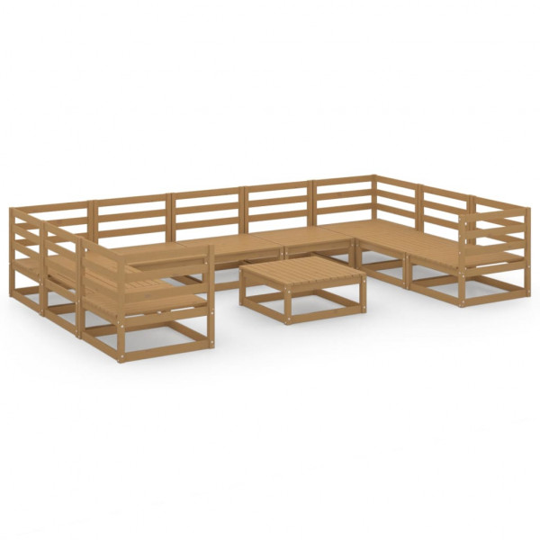 Mobiliário de jardim 10 peças madeira maciça de pinheiro D