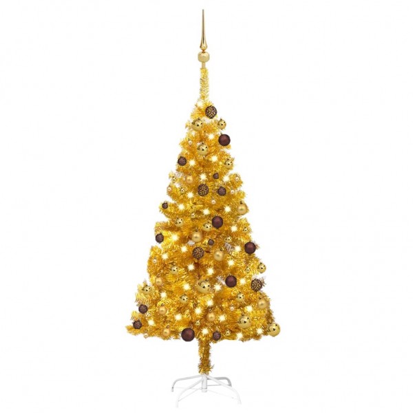 Set de árbol de Navidad artificial LED y bolas dorado PET 120cm Set de árbol de Navidad artificial LED y bolas dorado PET 120cm D
