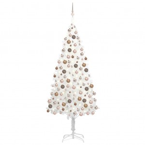 Árbol de Navidad preiluminado con luces y bolas blanco 240 cm D