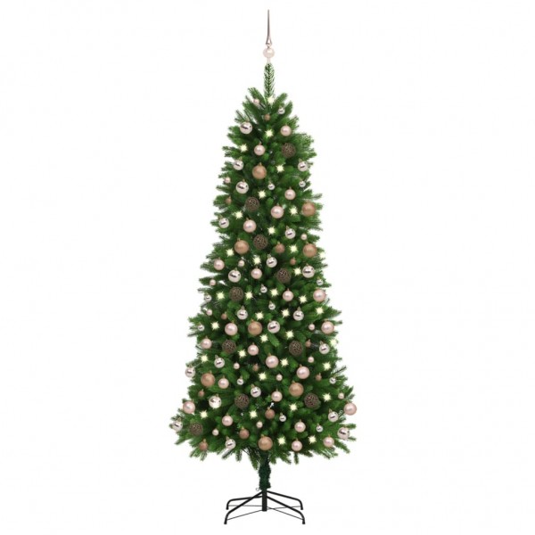 Árbol de Navidad artificial con luces y bolas verde 240 cm D