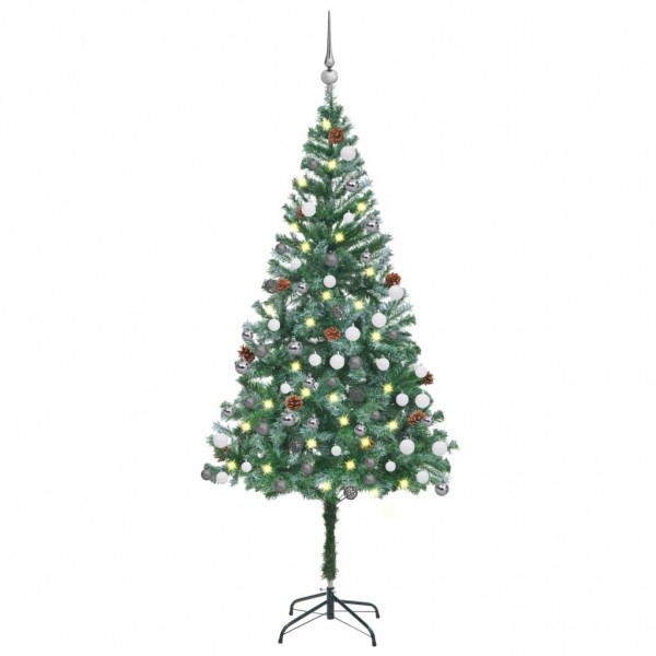 Árvore de Natal gelada com luzes. bolas e ananás 180 cm D