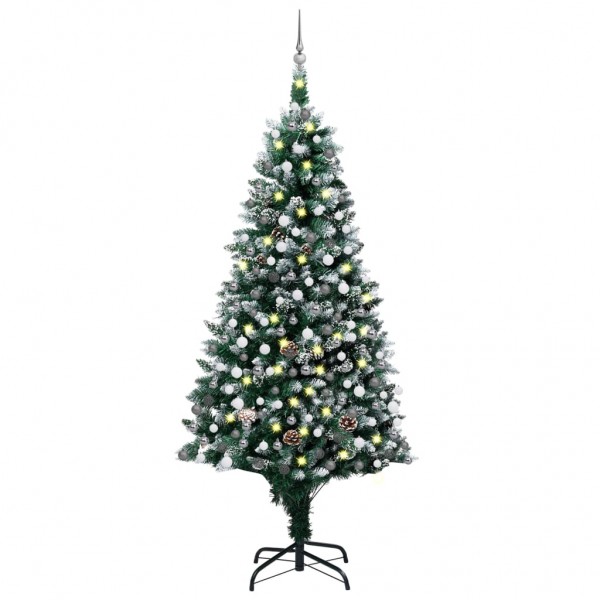 Árvore de Natal gelada com luzes. bolas e ananás 210 cm D