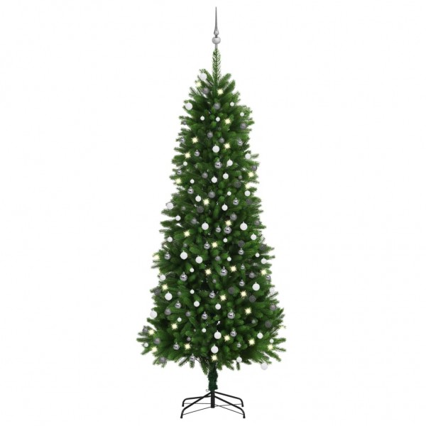 Árvore de Natal artificial com luzes e bolas verdes 240 cm D