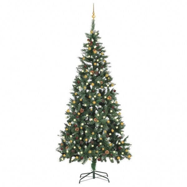 Árvore de Natal pré-iluminada com luzes e bolas 210 cm D