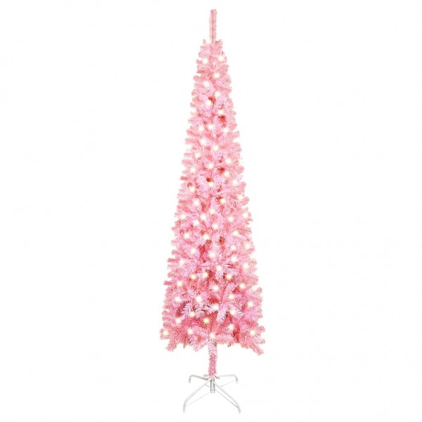 Árbol de Navidad estrecho con LED rosa 240 cm D