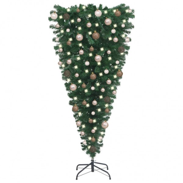 Árbol de Navidad artificial invertido con LED y bolas 180 cm D