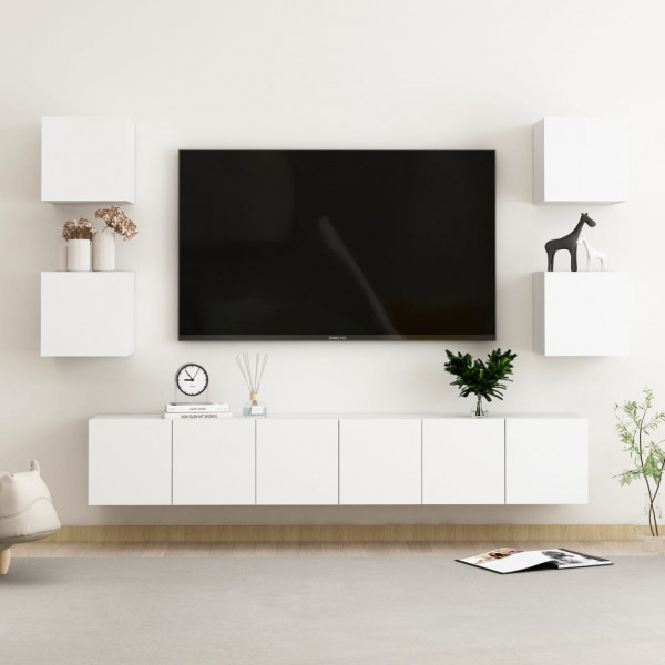 Conjunto de móveis para TV de 7 peças branco aglomerado D