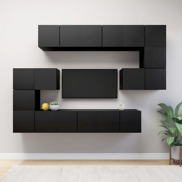 Conjunto de móveis para TV de 10 peças preto aglomerado D