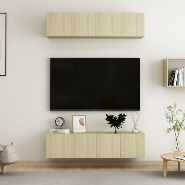 Conjunto de móveis de sala de estar 4 peças de carvalho Sonoma 60x30x30 cm D