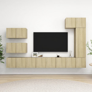 Mueble TV salón Mesa de TV Mueble de televisión madera maciza de pino negro  110x35x40,5
