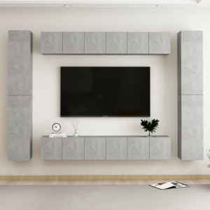 Mueble TV moderno,Mesa TV,Juego de mueble para TV de 6 piezas aglomerado  blanco -CD89792