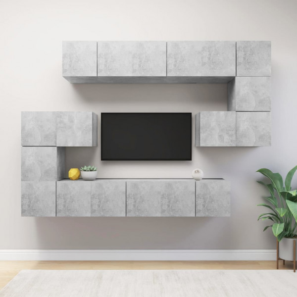Set de mobiliário de sala de estar 10 pzas madeira engenharia cinza concreto D