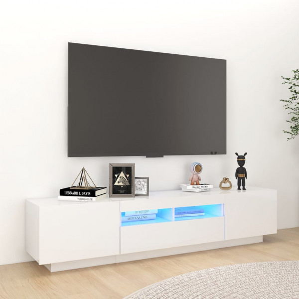 Mueble para TV con luces LED blanco brillante 180x35x40 cm D