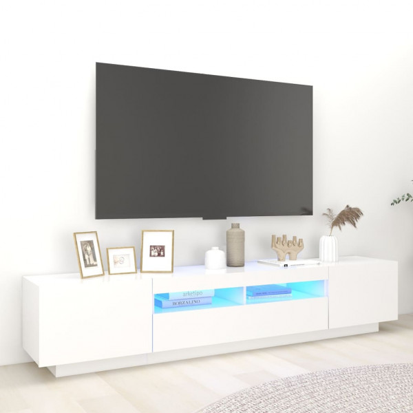 Móveis de televisão com luzes LED brancas 200x35x40 cm D
