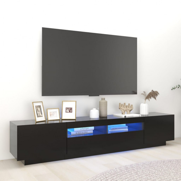 Móveis de televisão com luzes LED pretas 200x35x40 cm D